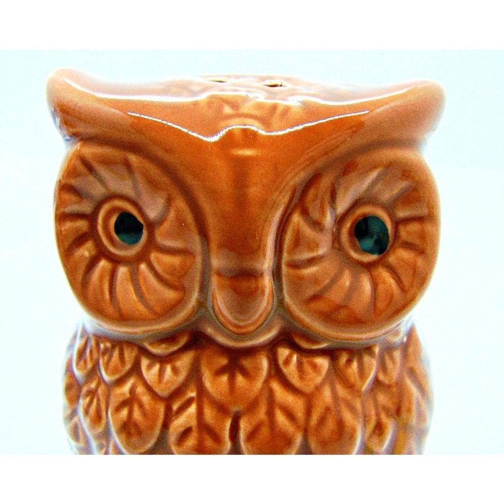 Unbranded Vintage Style Big Eyed Brown Owl Ceramic Salt & Pepper Shakers NWOT - Picture 8 of 9